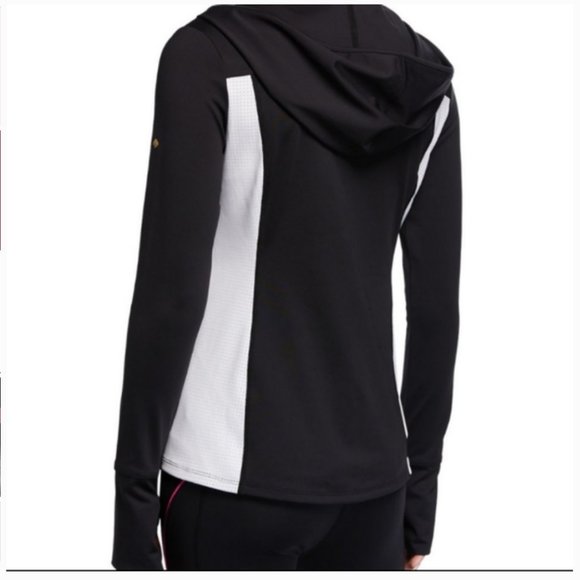 Kate Spade black white Mesh Inset Half Zip Jacket Sweater size small nwot - Picture 2 of 7